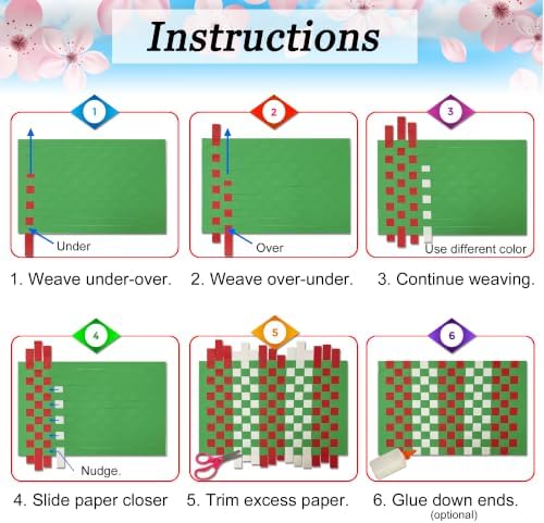 15 Christmas Paper Weaving Project • Anxiety Relief PaperCraft • DIY Placemats with ¾-inch Paper Strips and 9x14-inch Mats • Beginner Learn to Weave • Home and Classroom Decor (Red White Green) - Image 3