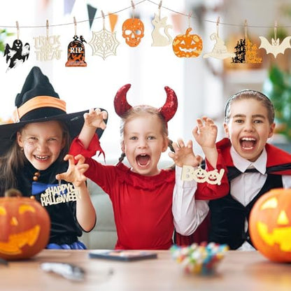 80PCS Wooden Halloween Ornaments to Paint Fall Decorations,10 Styles DIY Blank Autumn Unfinished Wood Skull Pumpkin Ghost Bat Boo Trick or Treat Halloween Cutouts Ornament for Crafts Party Hanging - Image 7