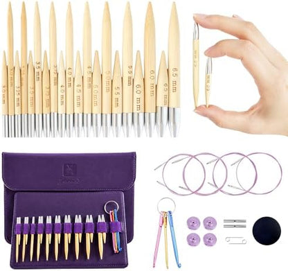Yarniss 10 Size Shortie Circular Knitting Needles Set with Cable 3.25~6.5mm by Yarniss