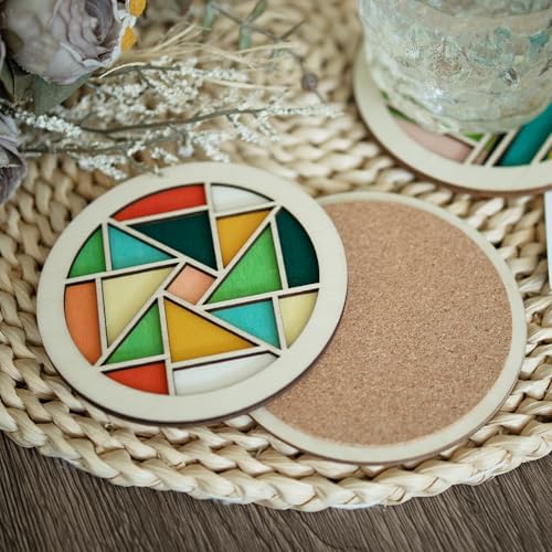 Temlum Wooden Coasters Painting Kit, Paint You Own Coaster Wooden Painting Craft Kit for Adults and Beginners Art Craft Supplies (Barn Quilt) - Image 4