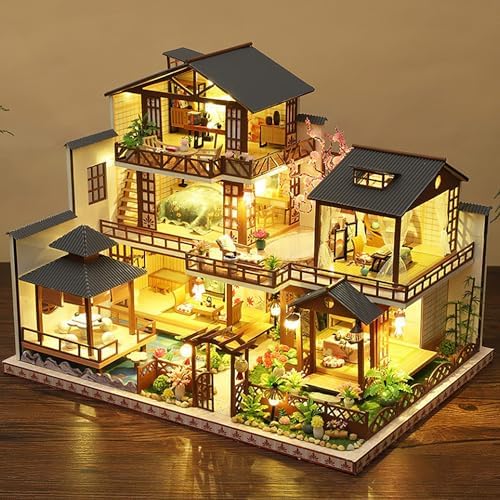 Miniature House Kit for Adult,Mini House Building Kit, DIY Miniature Kit for Adults, Wooden Mini Dollhouse Kit for Birthday Christmas，Retro Courtyard - Image 6