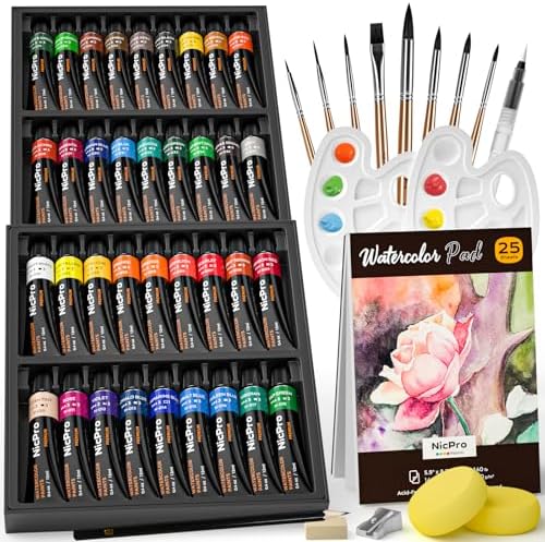 Nicpro 36 Colors Watercolor Paint Set (12ml/0.4oz Tube) for Adults, Artist by Nicpro