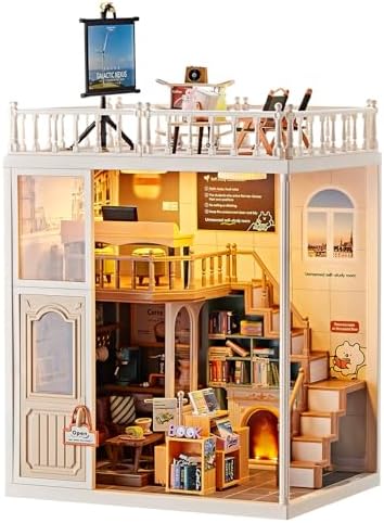 Large DIY Miniature Mini Bookstore House Kit for Kids 8+ by Qudify