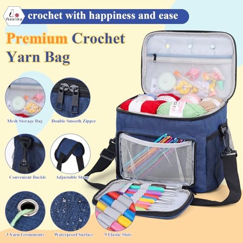 Aeelike Crochet Kit for Beginners Adults, Complete Yarn Kit, Navy - Image 3
