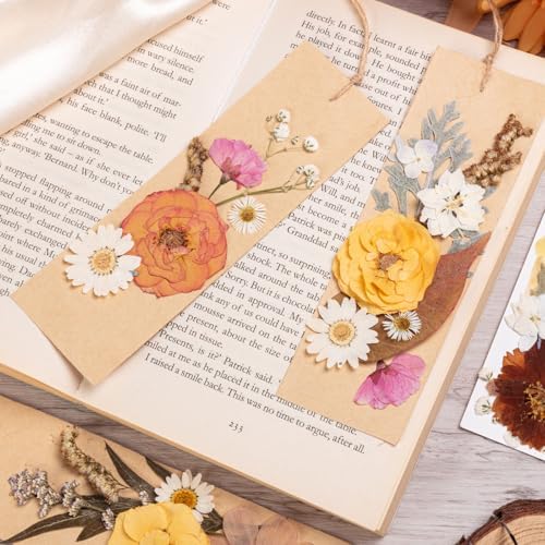 90pcs Boho Pressed Flowers Bulk, Vintage Dried Flower Leaves, Natural Fall Pressed Dried Flowers with Tweezer for DIY Crafts Resin Mold Candles Cake Bridal Scrapbooking Supplies - Image 6