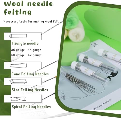 SOCNITC Needle Felting Kit, 40 Rolls Wool Roving 4 Sizes Felting Needles - Image 3