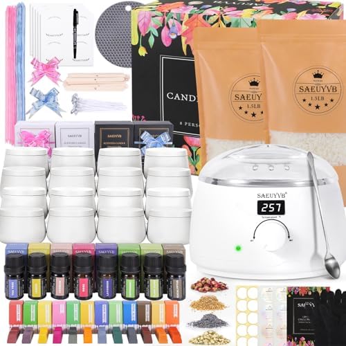 SAEUYVB Candle Making Kit for Adults with Electric Wax Melting Pot(White) by SAEUYVB