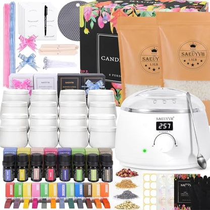 SAEUYVB Candle Making Kit for Adults with Electric Wax Melting Pot(White) by SAEUYVB