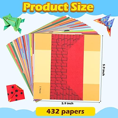 432 Sheets Origami Paper Kit with Guiding Book Origami Kit for Kids Ages 5-8 8-12, 54 Pattern Double Sided Folding Art Crafting Supplies for Adult Teen Preschool Training Craft Christmas Birthday Gift - Image 2