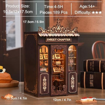 DIY Miniature House Kit, Mini House Building Kit, DIY Book Nook Kit, Tiny Model House for Adults to Build, Beginner 3D Wooden Book Nook, for Family Friends (Sweet Chapter) - Image 4