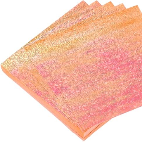 MECCANIXITY 100 Sheet Glitter Origami Paper 4x4 Inch Shiny Sparkly Square Folding Sheet 10x10cm Iridescent Paper for DIY Art, Craft Decor, Orange by MECCANIXITY