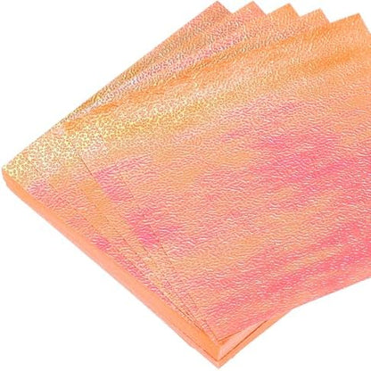 MECCANIXITY 100 Sheet Glitter Origami Paper 4x4 Inch Shiny Sparkly Square Folding Sheet 10x10cm Iridescent Paper for DIY Art, Craft Decor, Orange by MECCANIXITY