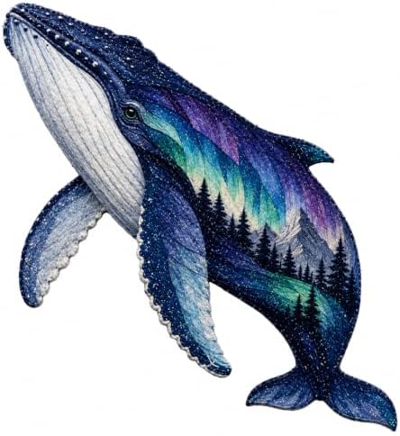 LWLQCZJ Northern Lights Animal Embroidery Kit DIY Fabric Patchwork Craft Set (Whale) by Unknown