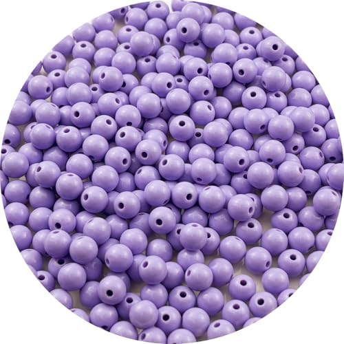 300pcs Acrylic Round Beads for Crafts 8mm Resin Candy Color Spacer Beads with Hole for Jewelry Making Sewing Crafts Decoration Necklaces Bracelets Earrings Supplies(Light Purple) by Unknown