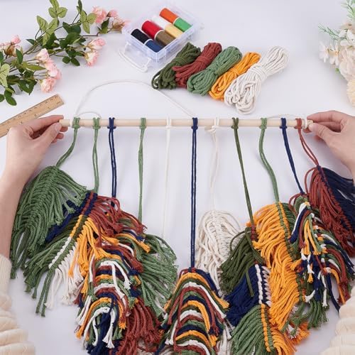 FREEBLOSS Macrame Feather Kit Handmade Macrame Leaf Wall Hanging Kit Woven Leaf Wall Hanging Macrame Kits for Adults Beginners Boho Macrame Wall Decor Macrame Feather DIY Craft Kit - Image 4