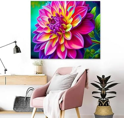 MaiMMaledy Paint by Numbers Kit for Adults Beginners, 8Wx12L inch Canvas Pictures with Framed, Drawing Painting Works with Wooden Triangle Easel, Acrylic Pigment, Lotus Flower - Image 5