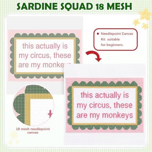 XunYee Needlepoint Canvas Kit, This Actually is My Circus These are My Monkeys - Image 3