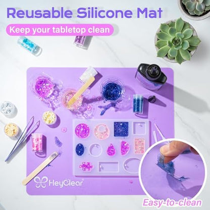 HeyClear UV Resin Kit 200g with UV Light, Molds and Casting Tools -Super Clear, Hard, Low Odor, Premixed and Fast Curing UV Glue for Coating, Jewelry Making, DIY Craft Decorations - Image 5