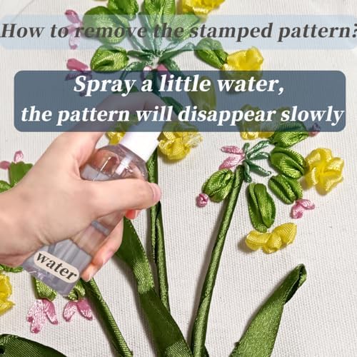 FONNUY Ribbon Embroidery 3D Flowers Pattern Design Kit Embroidery DIY Handwork Set Oval Home Decoration (Pink Crabapple) - Image 6