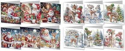 DIY Diamond Greeting Cards Set Christmas, 5D DIY Diamond Art Painting Greeting Card, DIY Christmas Card Making Kits for Family Friends Handmade Gift-#07-2 Set by Unknown