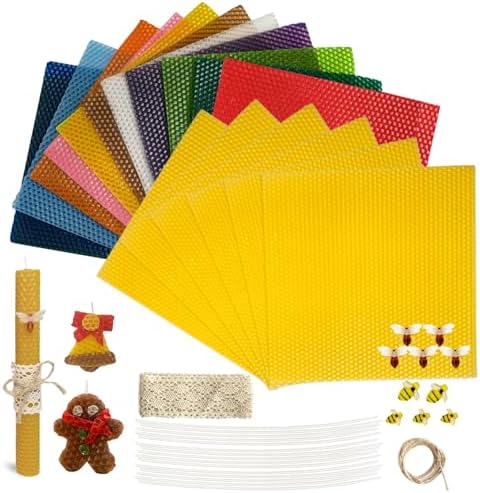 Lacaser Beeswax Sheets for Candle Making, Full Candle Making 50 Pcs Kit by PureWaxPureNature