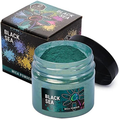 Black Sea Mica Powder for Resin Coloring 2 oz - Pigment Powder for Nails by ALEXES