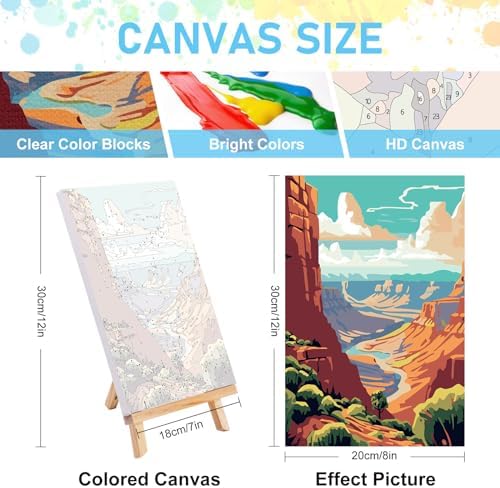 4 Pack Framed Paint by Numbers Kit for Adults with Wooden Easel, 8x12 Inch - Image 3