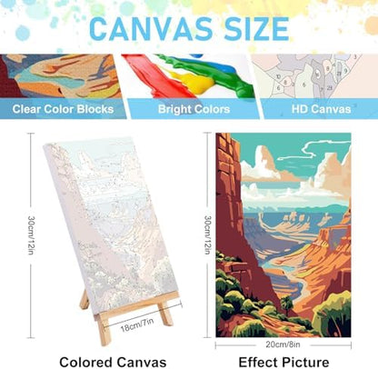 4 Pack Framed Paint by Numbers Kit for Adults with Wooden Easel, 8x12 Inch - Image 3