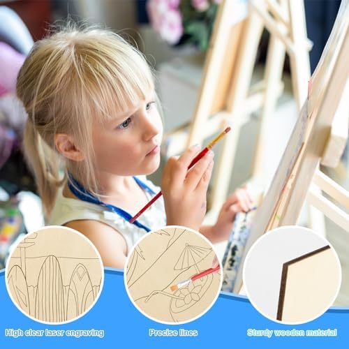 COCHIE 10 Pieces Large Summer Unfinished Wood Crafts to Paint for Adults, Bulk Predrilled Wooden Ornaments for Painting, Beach Paintable Wood Slices Craft Supplies with Ropes - Image 3