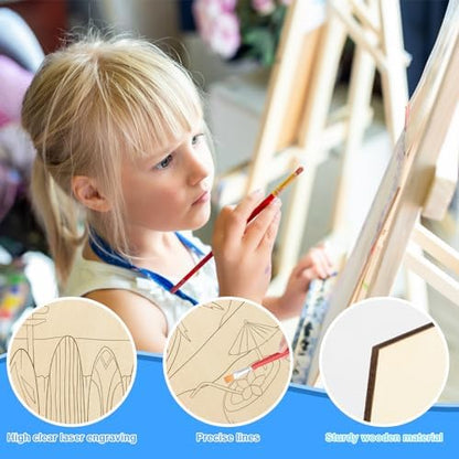 COCHIE 10 Pieces Large Summer Unfinished Wood Crafts to Paint for Adults, Bulk Predrilled Wooden Ornaments for Painting, Beach Paintable Wood Slices Craft Supplies with Ropes - Image 3