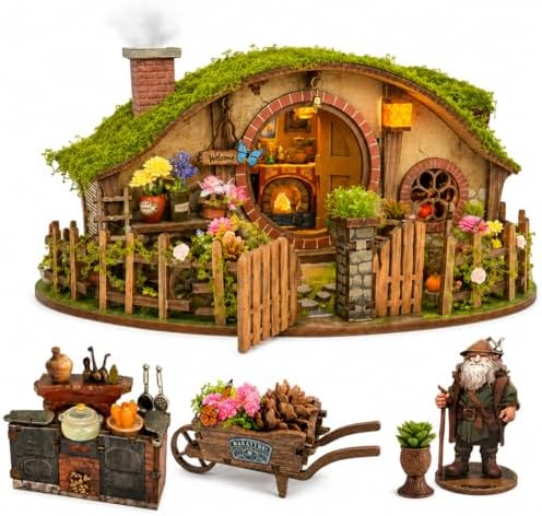 Roroom DIY Miniature House Kit, Fantasy Hillside Cottage Dollhouse Kit by Roroom