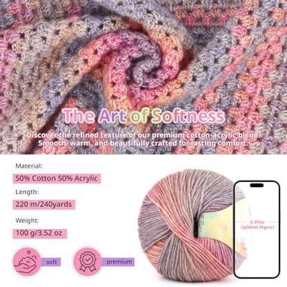 Coopay Gradient Crochet Kit for Beginners Adults, Granny Square Blanket Kit - Image 3