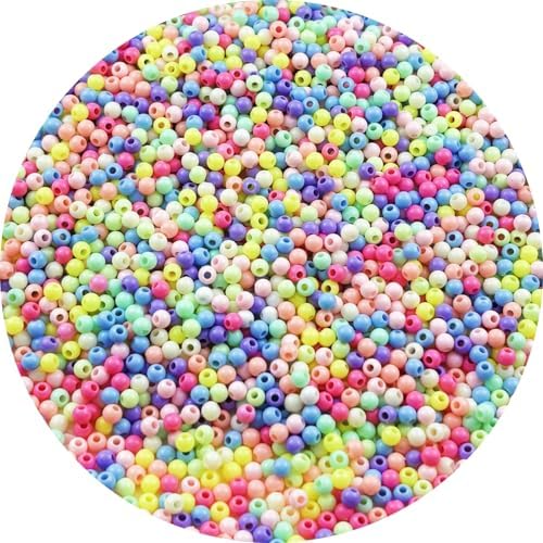 2000pcs Acrylic Round Beads for Crafts 4mm Resin Candy Color Spacer Beads with Hole for Jewelry Making Sewing Crafts Decoration Necklaces Bracelets Earrings Supplies(Light Mix Colors) by Unknown