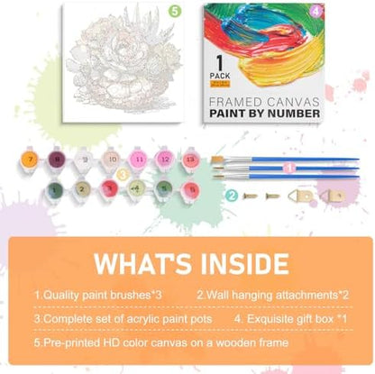Offito Framed Paint by Numbers Kit for Adults Beginners, Sunflower - Image 6