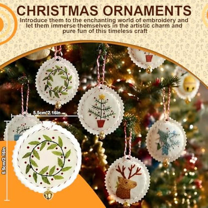 Christmas Embroidery Kit, 12PCS DIY Ornament Set for Beginners - Image 5