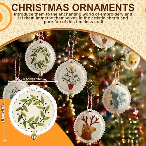 Christmas Embroidery Kit, 12PCS DIY Ornament Set for Beginners - Image 5