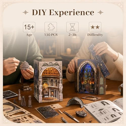 MiniCity 2-Pack DIY Book Nook Kits, Pantheon and Notre-Dame Models with LED - Image 2