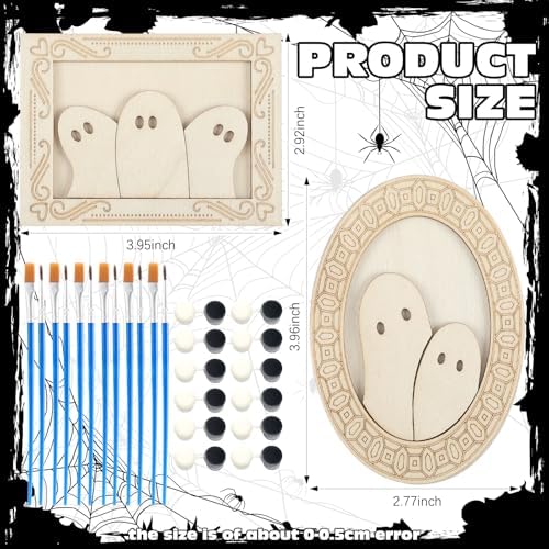 Simgoing 24 Set Adult Halloween Craft, Wood Ghost DIY Frame, Fashion Style - Image 2