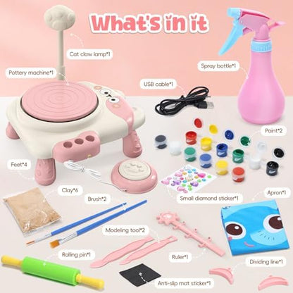 Pottery Wheel for Kids with Foot Pedal, Air Dry Clay Craft Kit Ages 6+ - Image 3