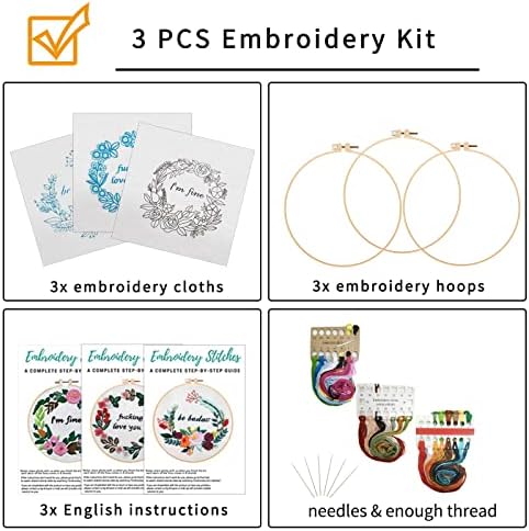 Nuberlic 3 Pack Funny Embroidery Kit for Beginners Adults - Image 2