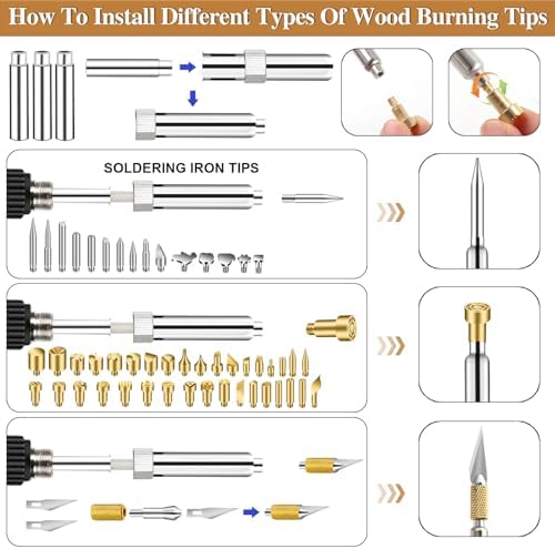 62Pcs Wood Burning Tips, Professional Wood Burning Pen Tips & Stencils Set - Image 5