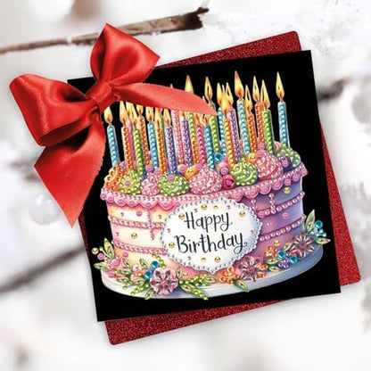 DIY Diamond Greeting Cards Set, 5D DIY Diamond Art Painting Festival Style Greeting Card, DIY Christmas Card Making Kits for Family Friends Handmade Gift-#30-Happy Birthday - Image 3