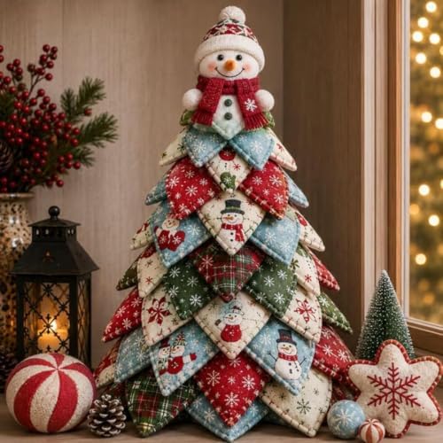 DIY Quilted Christmas Tree Kit, 3D Fabric Patchwork Craft Set for Adults & Beginners, Handmade Holiday Sewing & Tabletop Decor Project, Creative Crafting Gift Box - Image 6