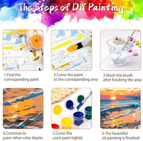 QUITEDEW 2 Pack Paint by Number Kit for Adults Mountain11.8x15.7 Inch - Image 5