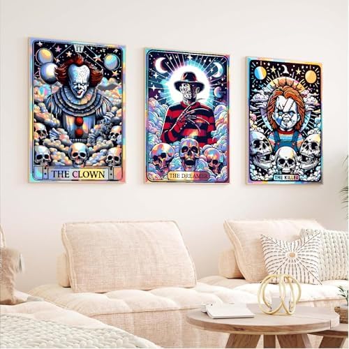 Clendo 6 Packs Halloween Paint by Number Kits for Adults, Horror Movie Adult's Painting by Numbers on Canvas, Easy Acrylic DIY Oil Painting on Canvas, Home Wall Decor(12x16in No Frame) - Image 6