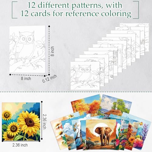 Ctosree 12 Sets Pre Drawn Canvas Kit for Painting,Mixed Style,8 x 8 in - Image 2