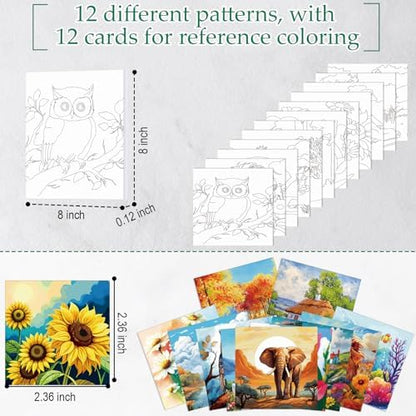 Ctosree 12 Sets Pre Drawn Canvas Kit for Painting,Mixed Style,8 x 8 in - Image 2