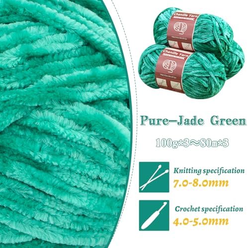 LUNARM Chenille Yarn 3 Pack 3.5oz Chunky Blanket Velvet Yarn 263 Yard - Image 3