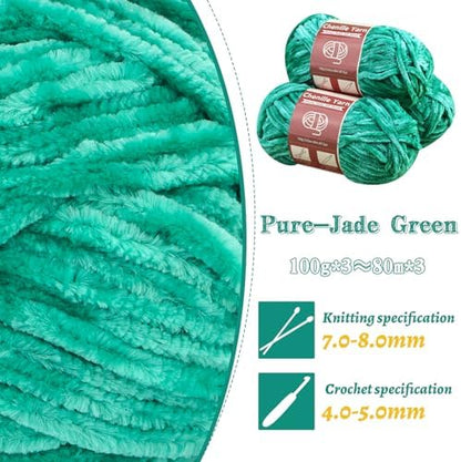 LUNARM Chenille Yarn 3 Pack 3.5oz Chunky Blanket Velvet Yarn 263 Yard - Image 3