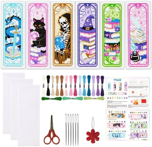 ORIGACH 6 Set Fantasy Tarot Cross Stitch Bookmark Kit for Beginner by ORIGACH